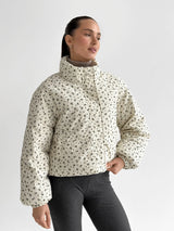 Velvet jacket with floral collar, milky onesize