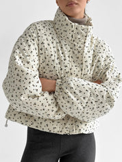Velvet jacket with floral collar, milky onesize