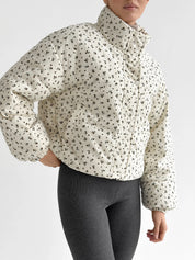 Velvet jacket with floral collar, milky onesize