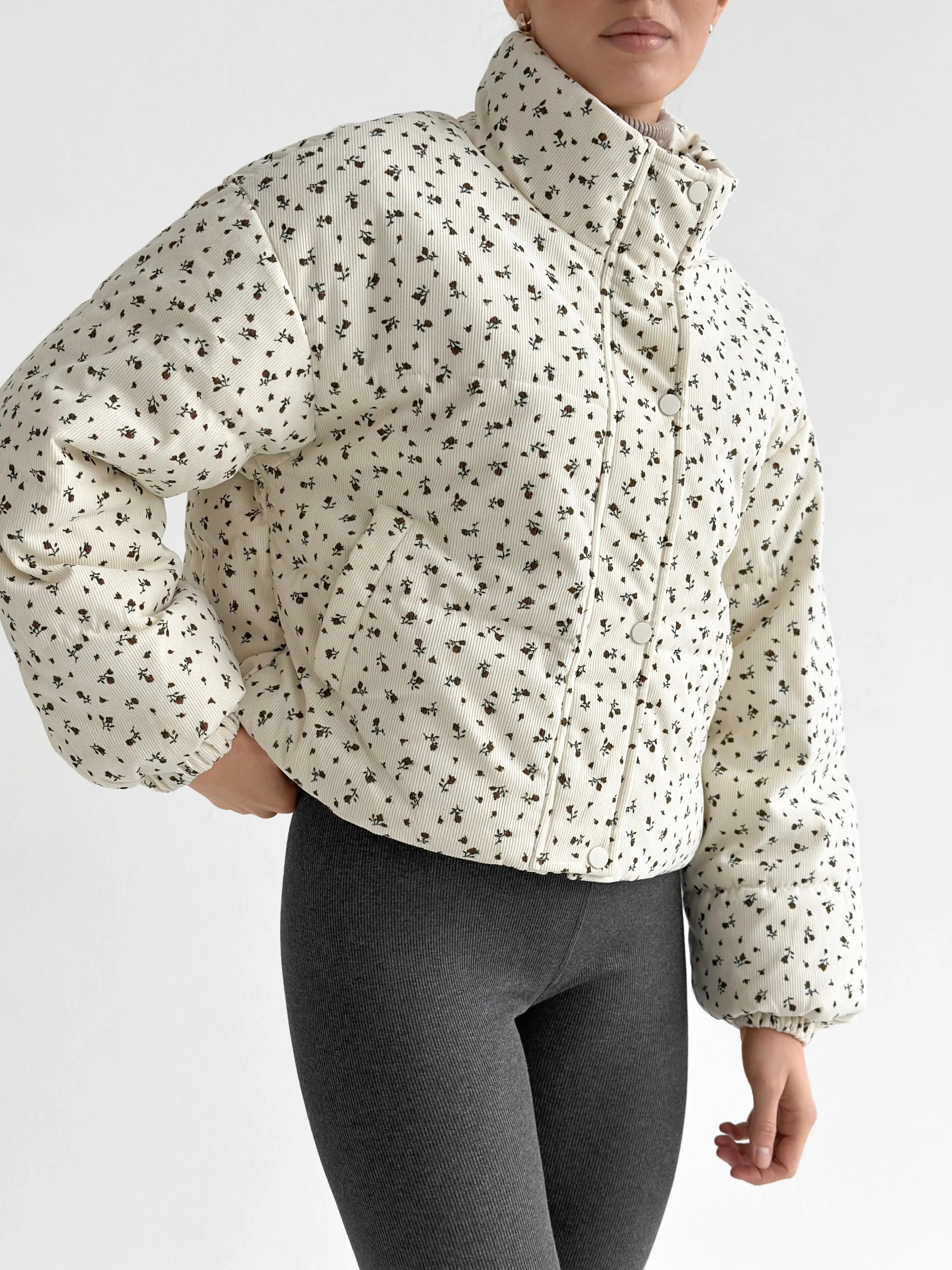 Velvet jacket with floral collar, milky onesize