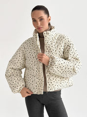Velvet jacket with floral collar, milky onesize