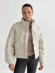 Velvet jacket with floral collar, milky onesize