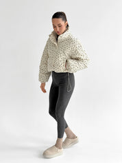 Velvet jacket with floral collar, milky onesize