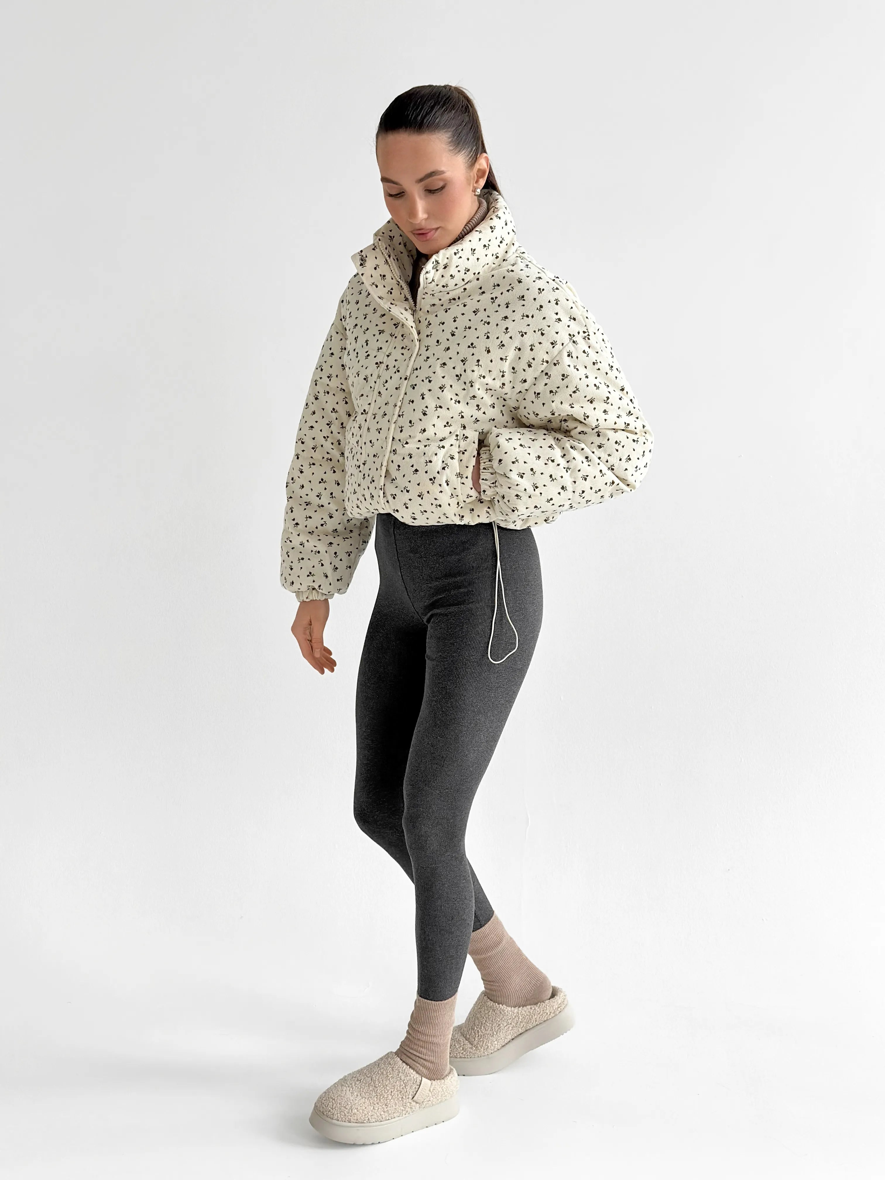 Velvet jacket with floral collar, milky onesize