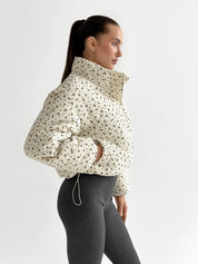 Velvet jacket with floral collar, milky onesize