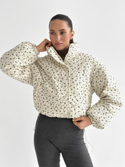 Velvet jacket with floral collar, milky onesize