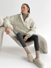 Velvet jacket with floral collar, milky onesize