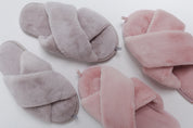 Women's slippers HS-LUX fur cross pink