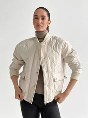 Quilted bomber jacket, milky, onesize