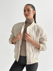 Quilted bomber jacket, milky, onesize