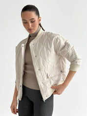 Quilted bomber jacket, milky, onesize