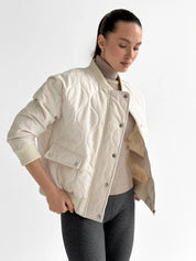 Quilted bomber jacket, milky, onesize