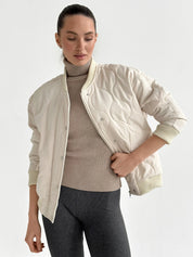 Quilted bomber jacket, milky, onesize