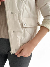 Quilted bomber jacket, milky, onesize