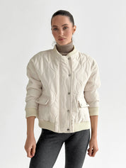 Quilted bomber jacket, milky, onesize