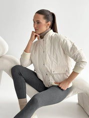 Quilted bomber jacket, milky, onesize