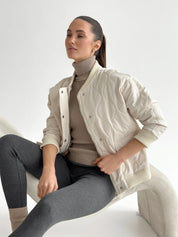 Quilted bomber jacket, milky, onesize