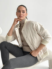 Quilted bomber jacket, milky, onesize