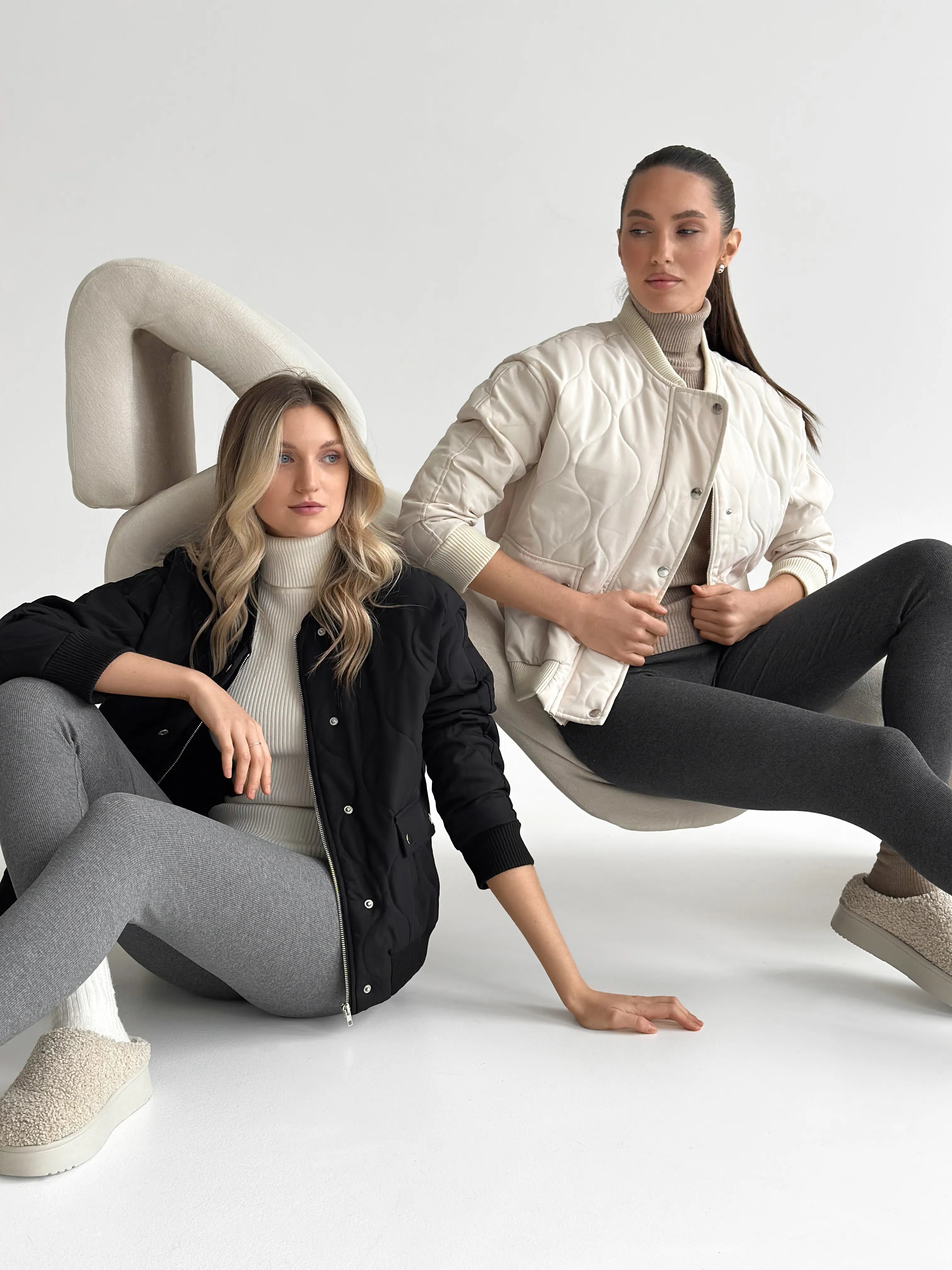 Quilted bomber jacket, milky, onesize