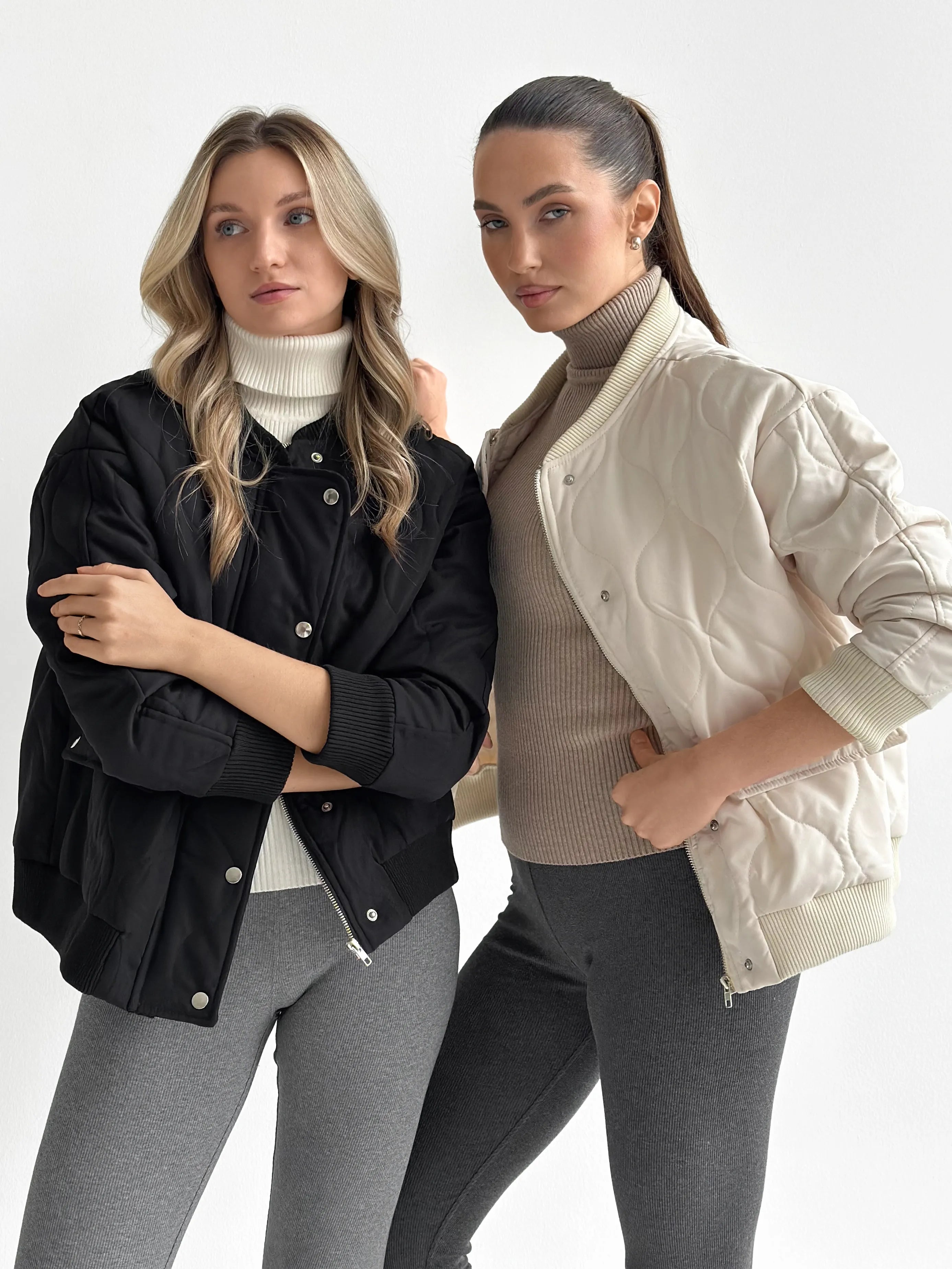 Quilted bomber jacket, milky, onesize