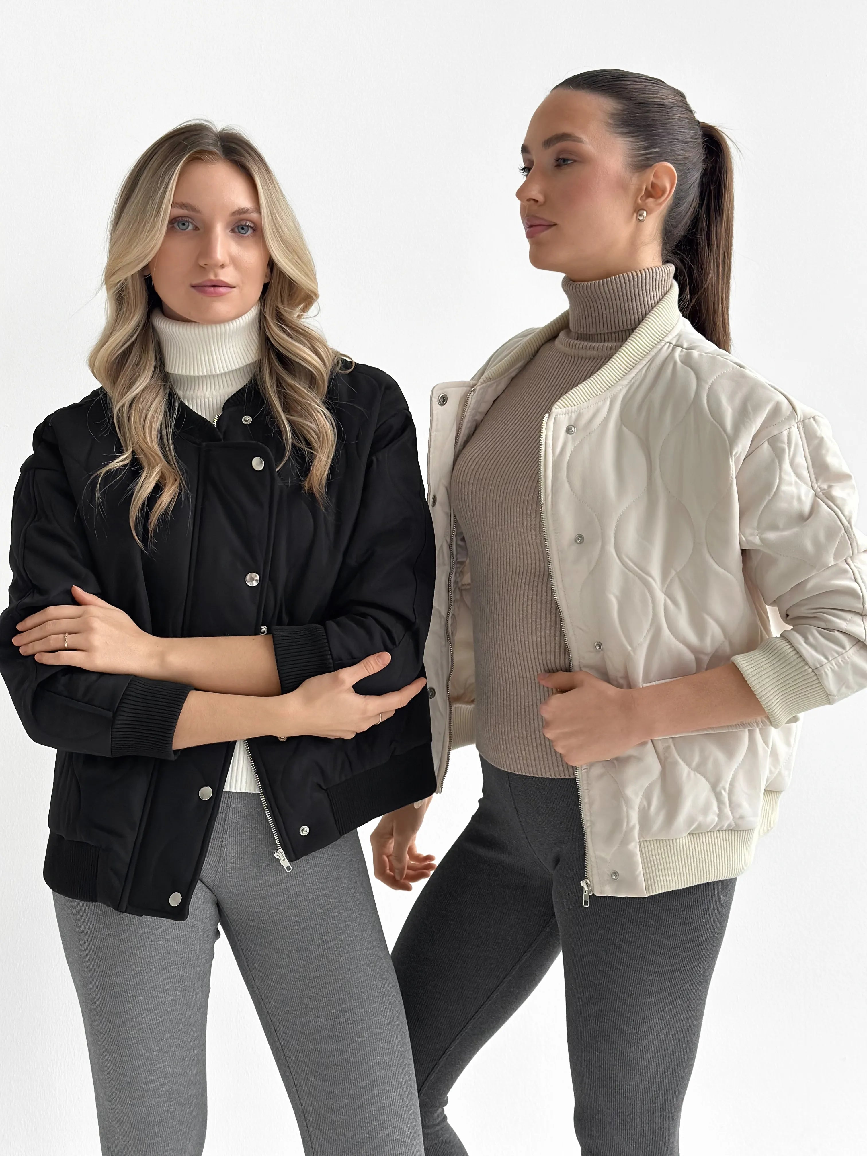 Quilted bomber jacket, milky, onesize