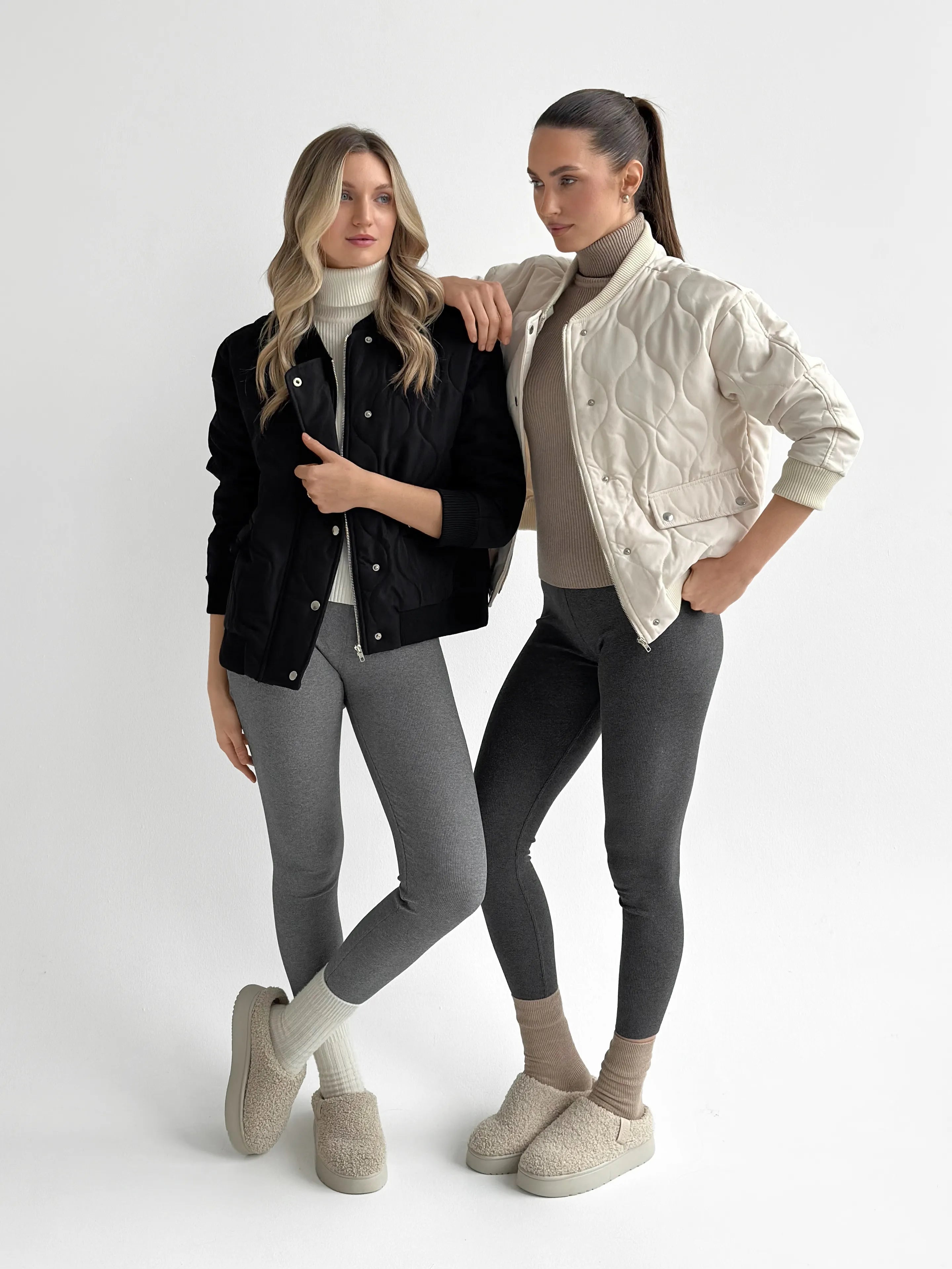 Quilted bomber jacket, milky, onesize