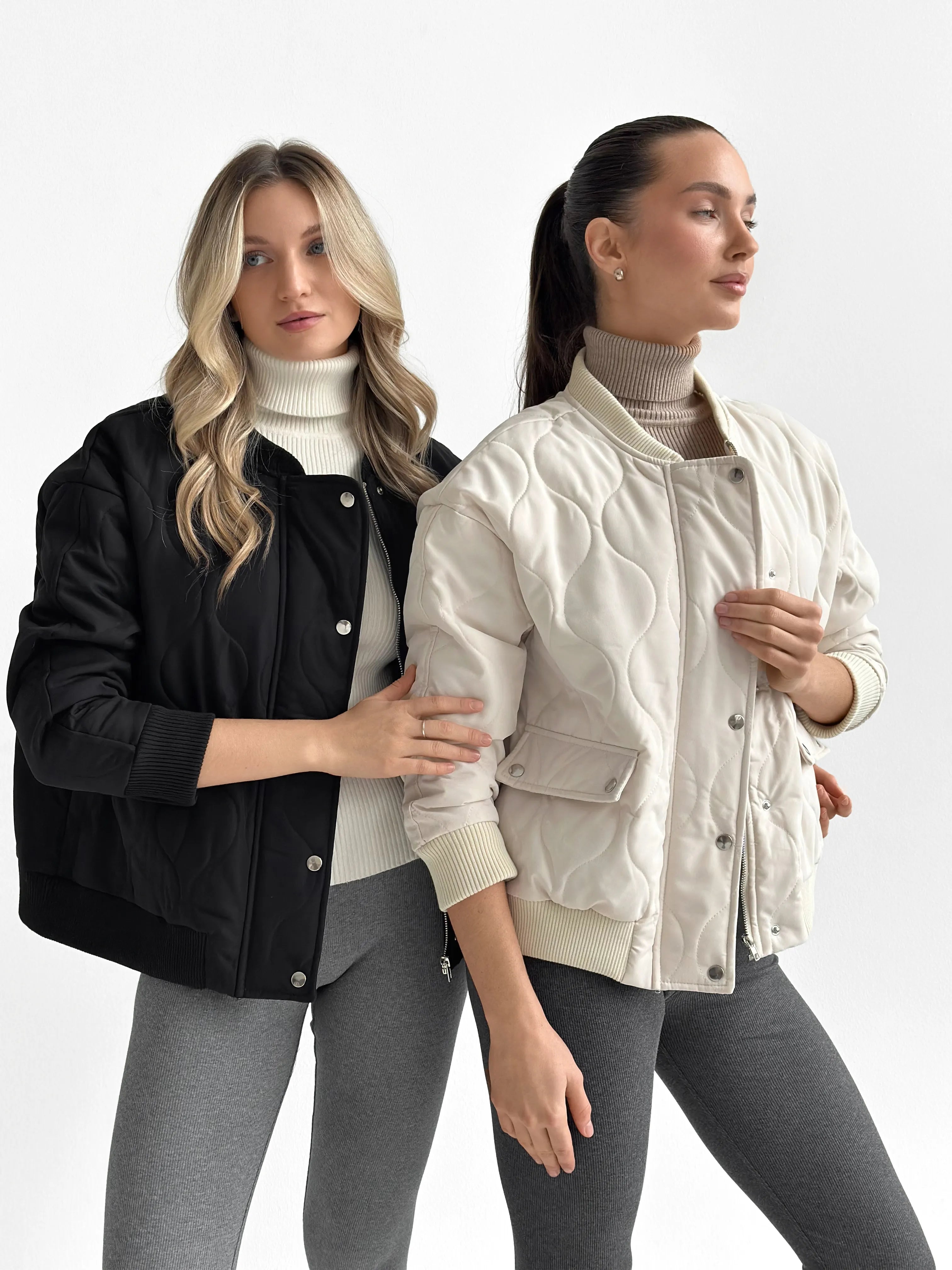 Quilted bomber jacket, milky, onesize