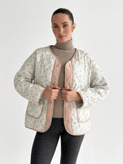 Quilted jacket with a flower, white, onesize