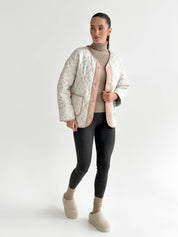 Quilted jacket with a flower, white, onesize