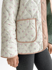 Quilted jacket with a flower, white, onesize