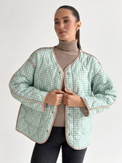 Quilted jacket with a flower, white, onesize