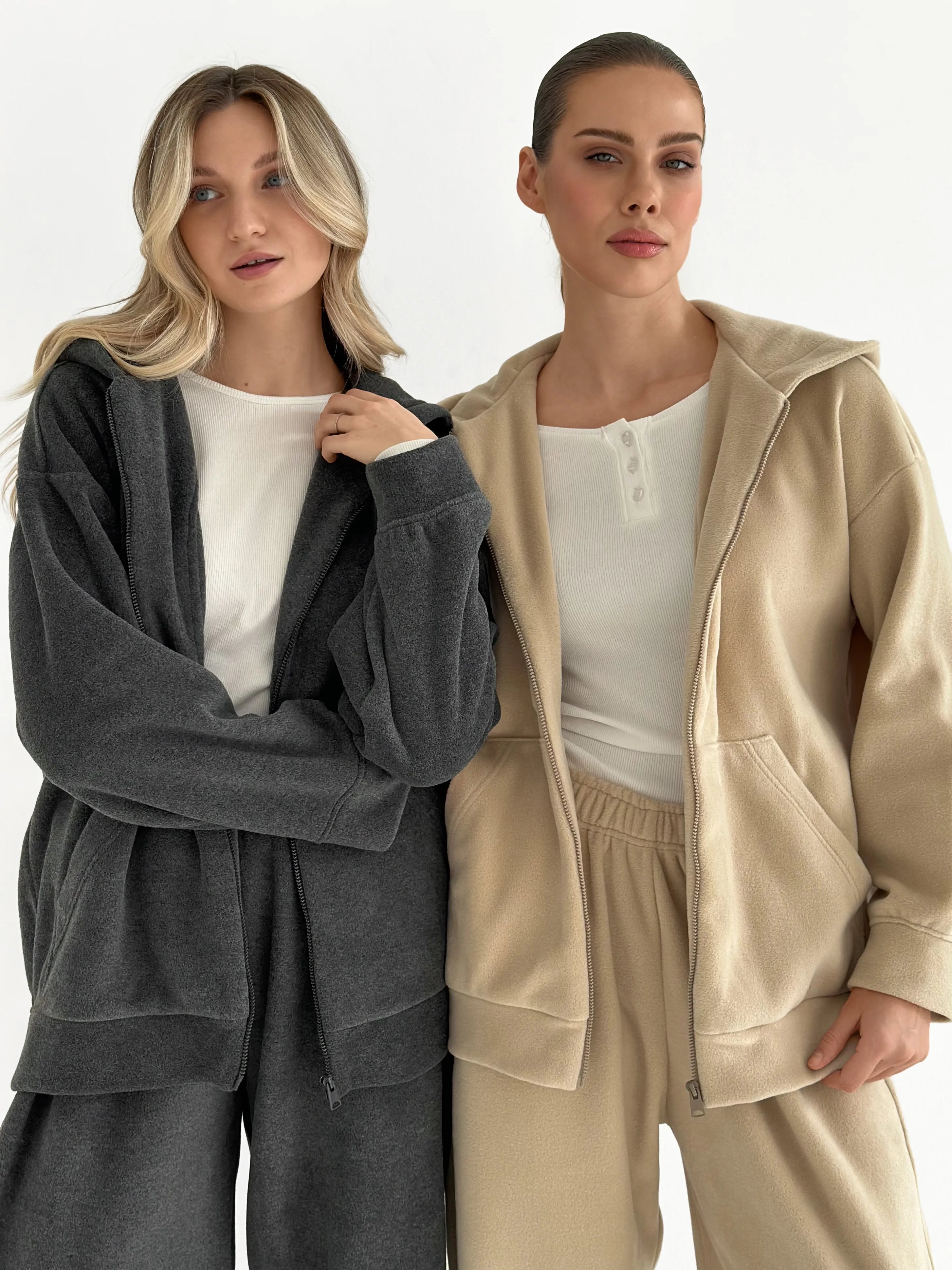 Suit Jacket and Pants (plain) polar fleece beige