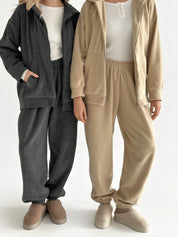 Suit Jacket and Pants (plain) polar fleece beige