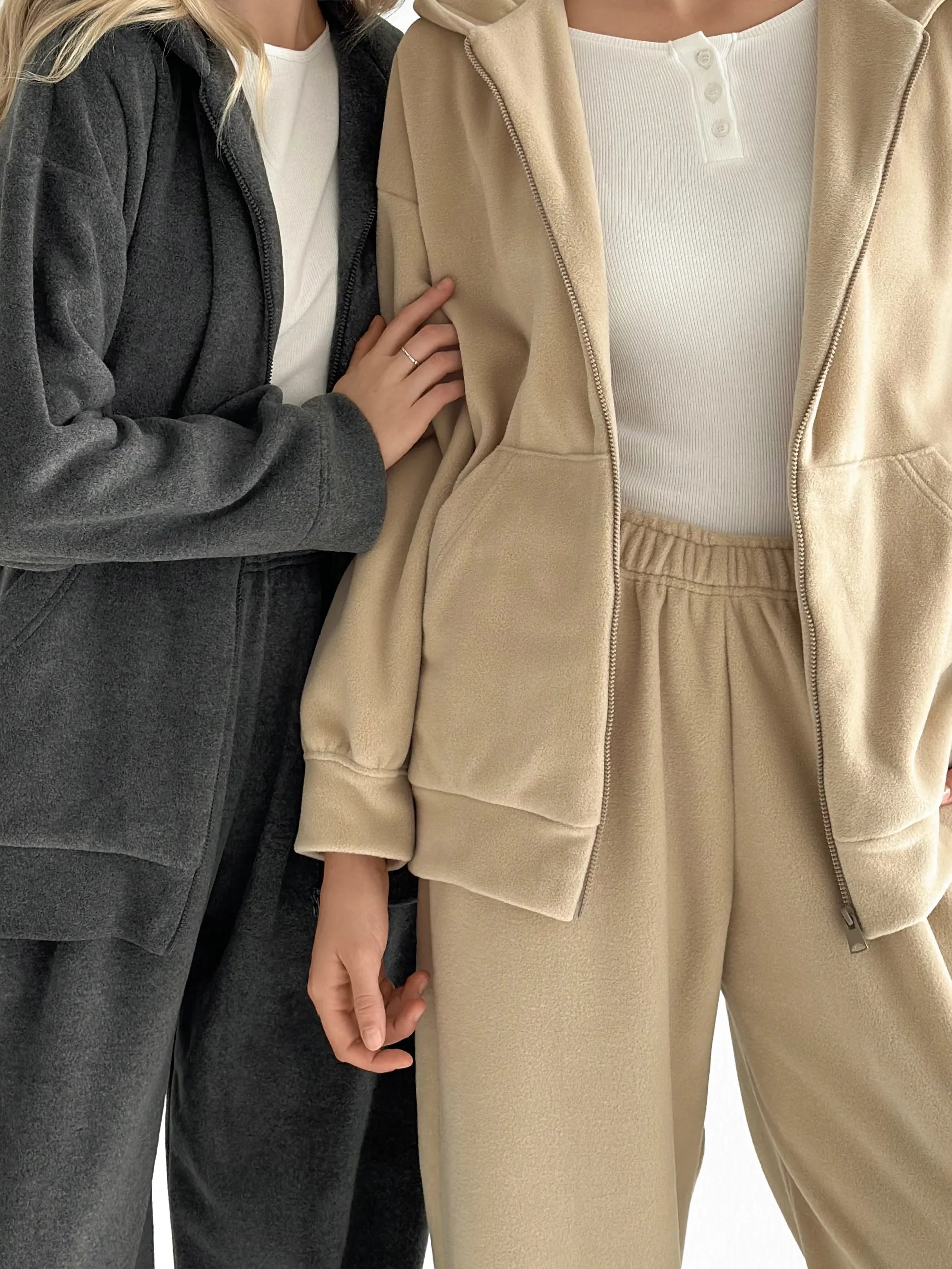 Suit Jacket and Pants (plain) polar fleece beige
