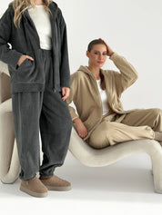 Suit Jacket and Pants (plain) polar fleece beige