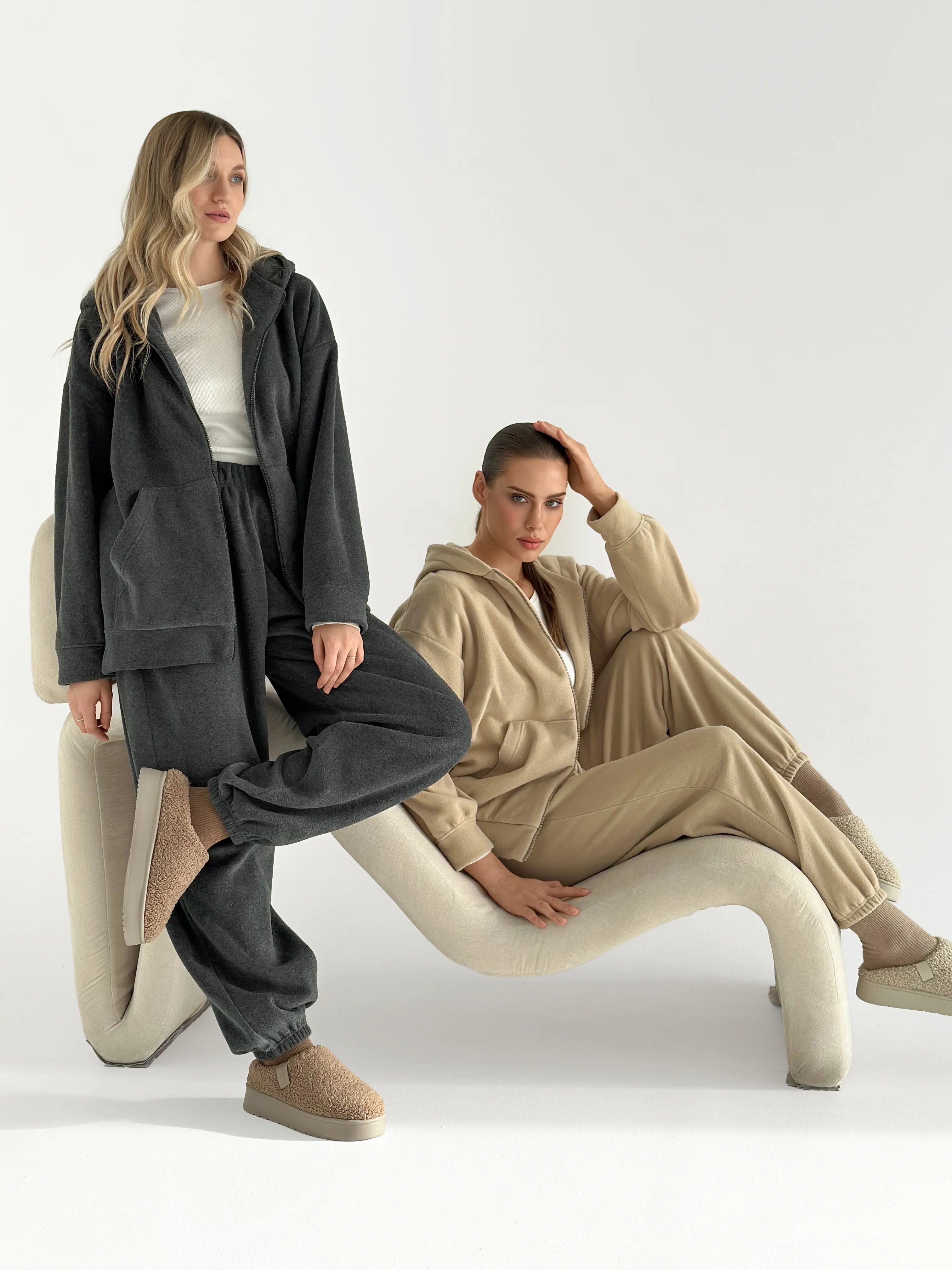 Suit Jacket and Pants (plain) polar fleece beige