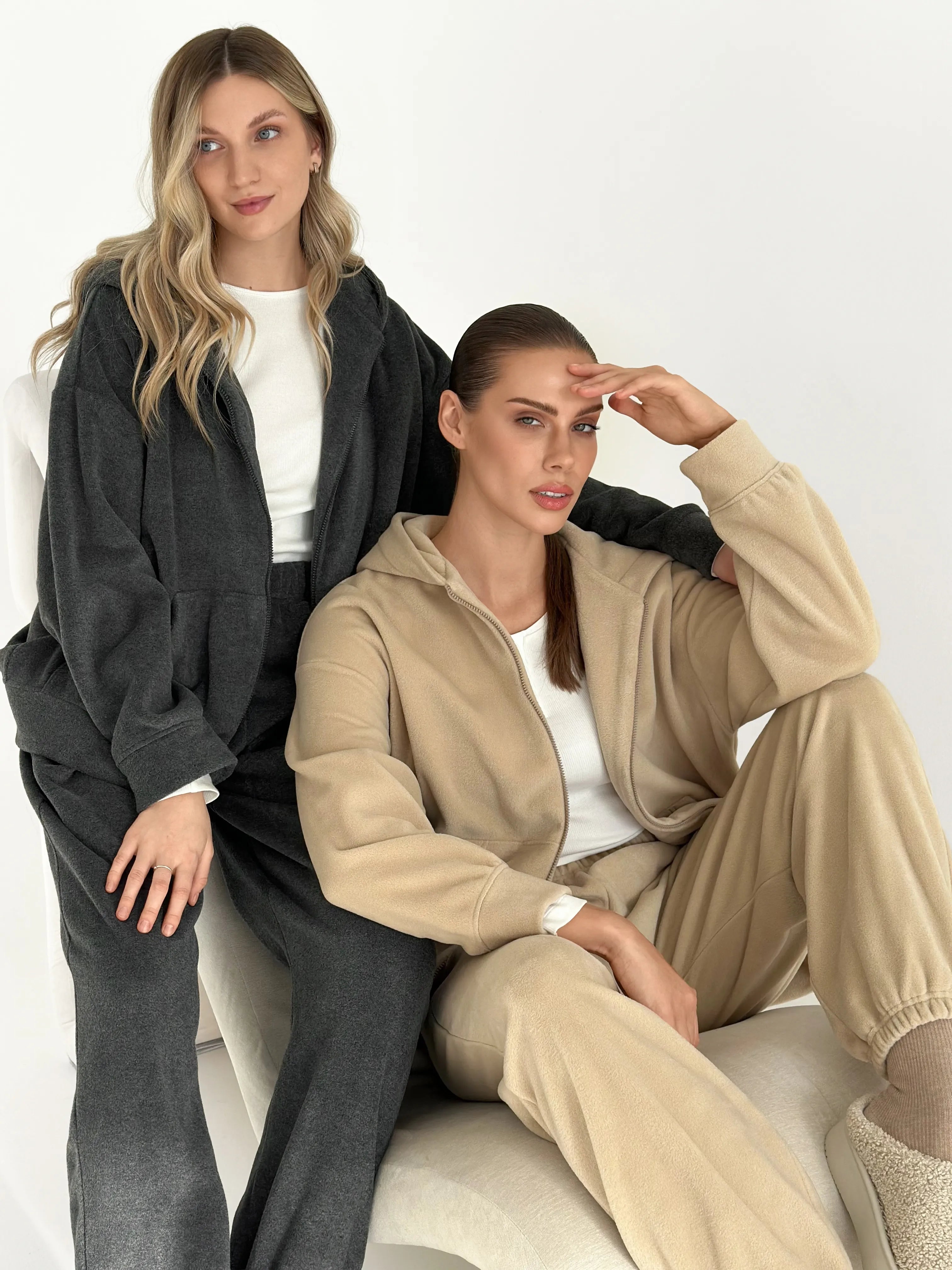 Suit Jacket and Pants (plain) polar fleece beige