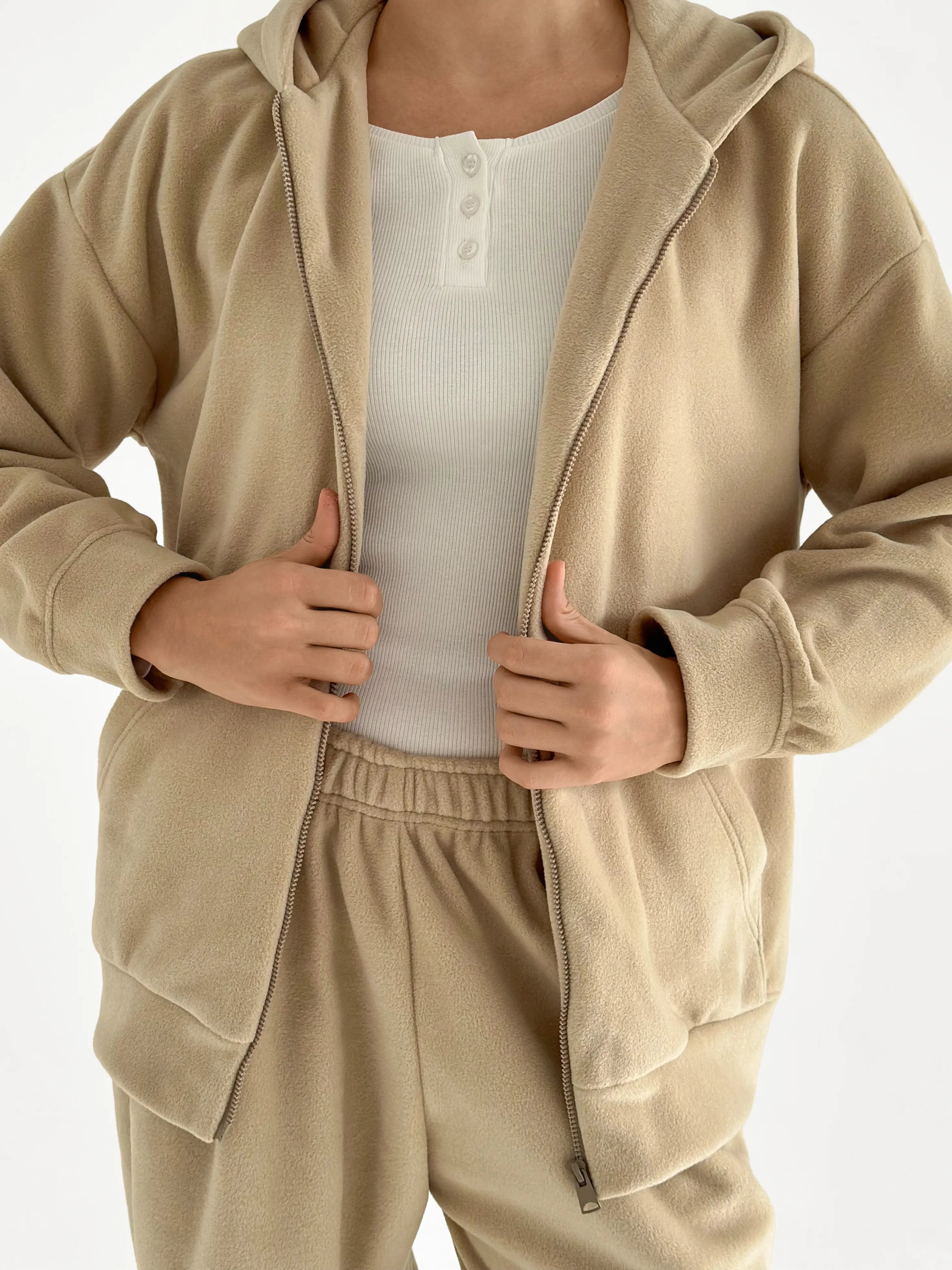 Suit Jacket and Pants (plain) polar fleece beige