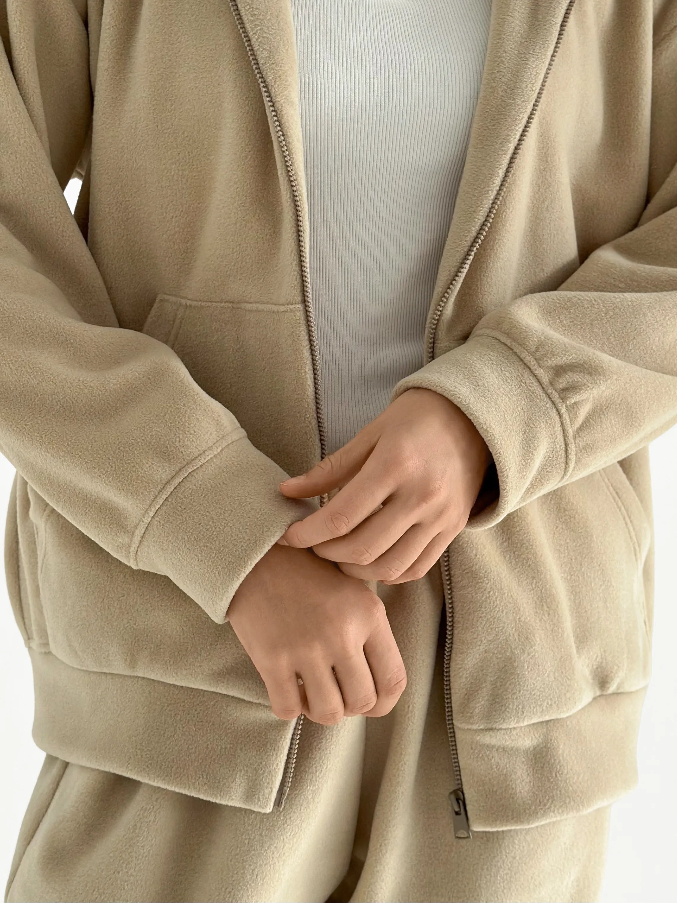 Suit Jacket and Pants (plain) polar fleece beige