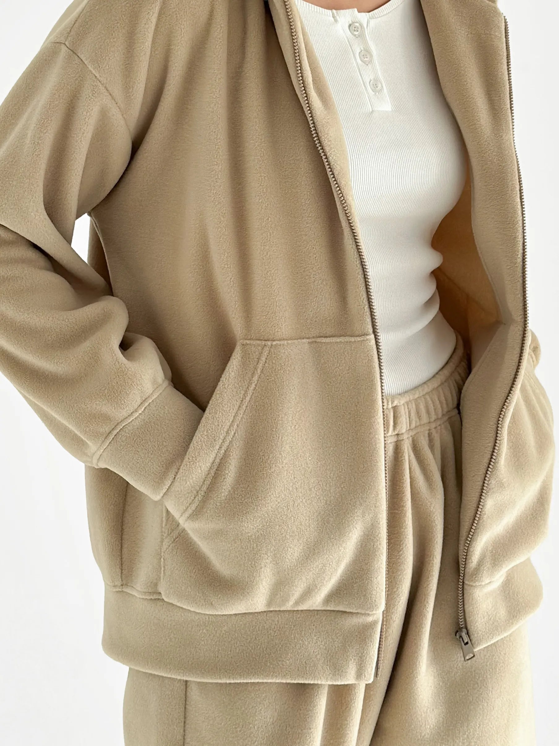 Suit Jacket and Pants (plain) polar fleece beige