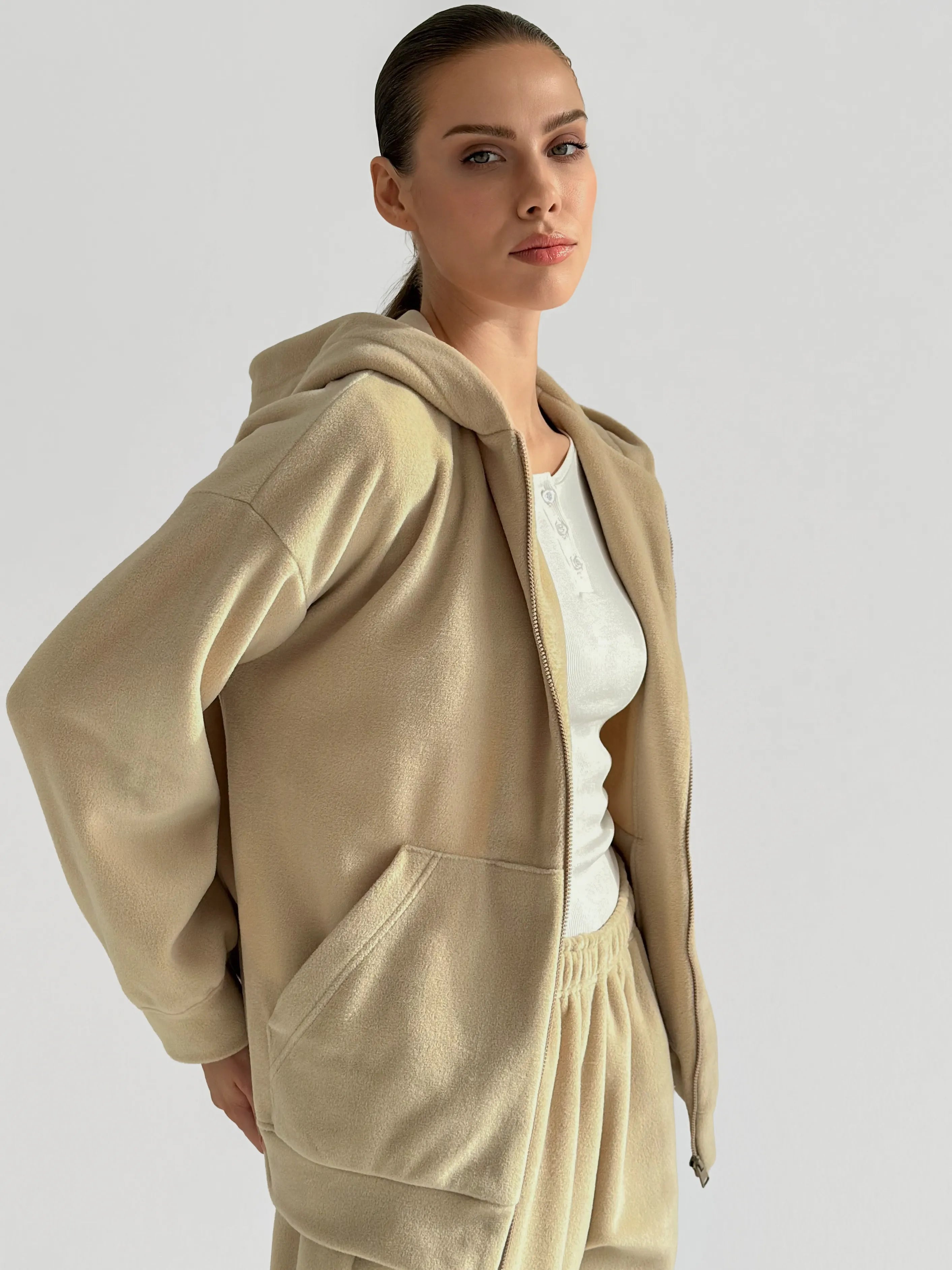 Suit Jacket and Pants (plain) polar fleece beige