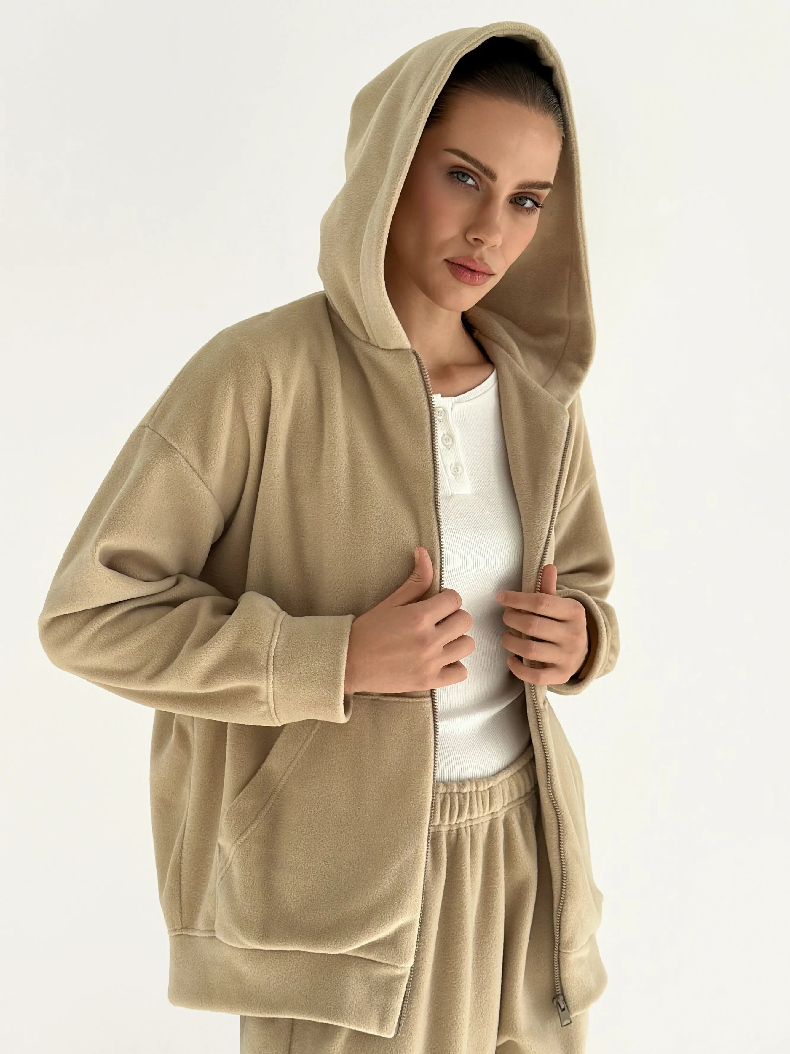 Suit Jacket and Pants (plain) polar fleece beige