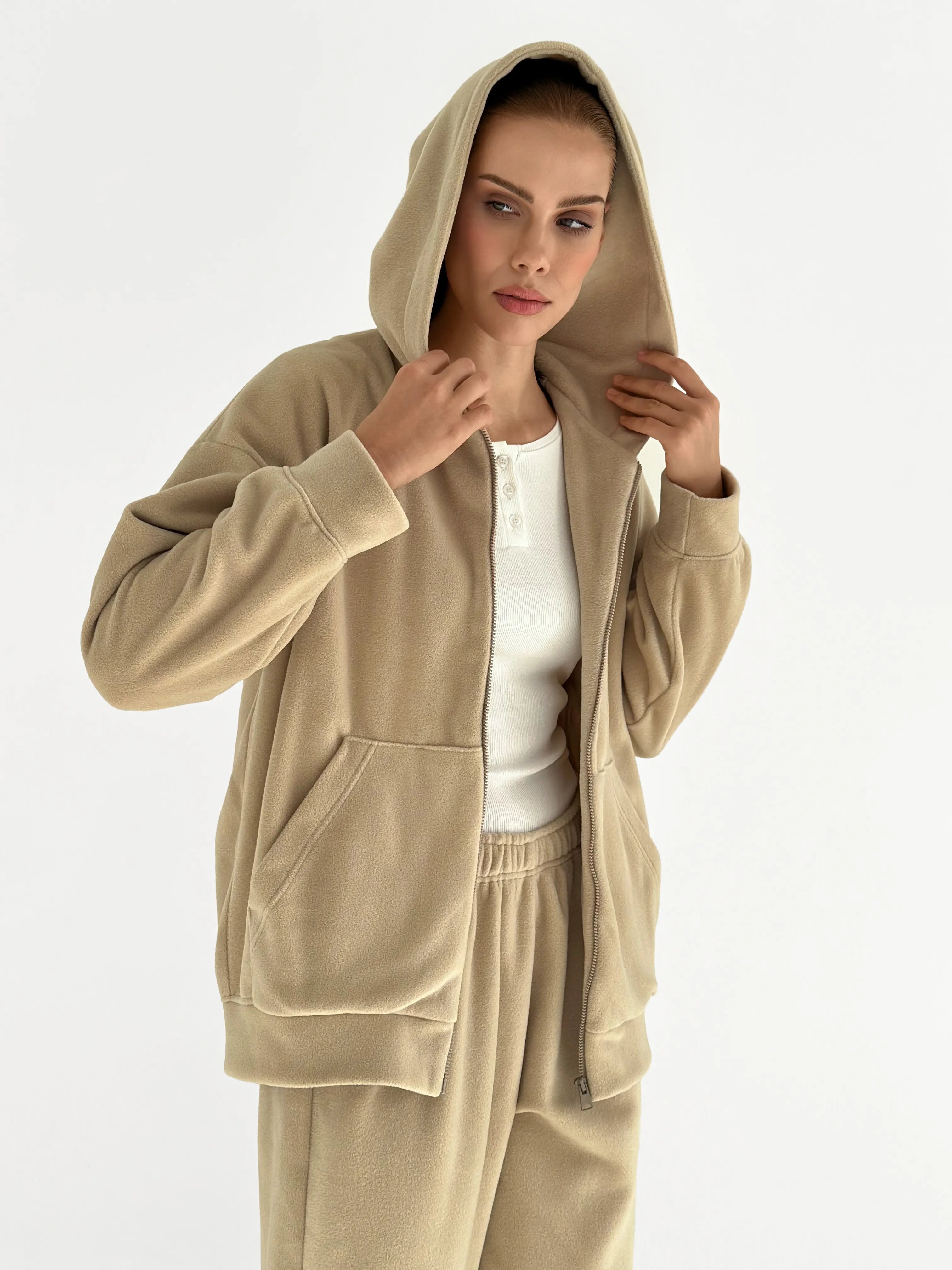 Suit Jacket and Pants (plain) polar fleece beige