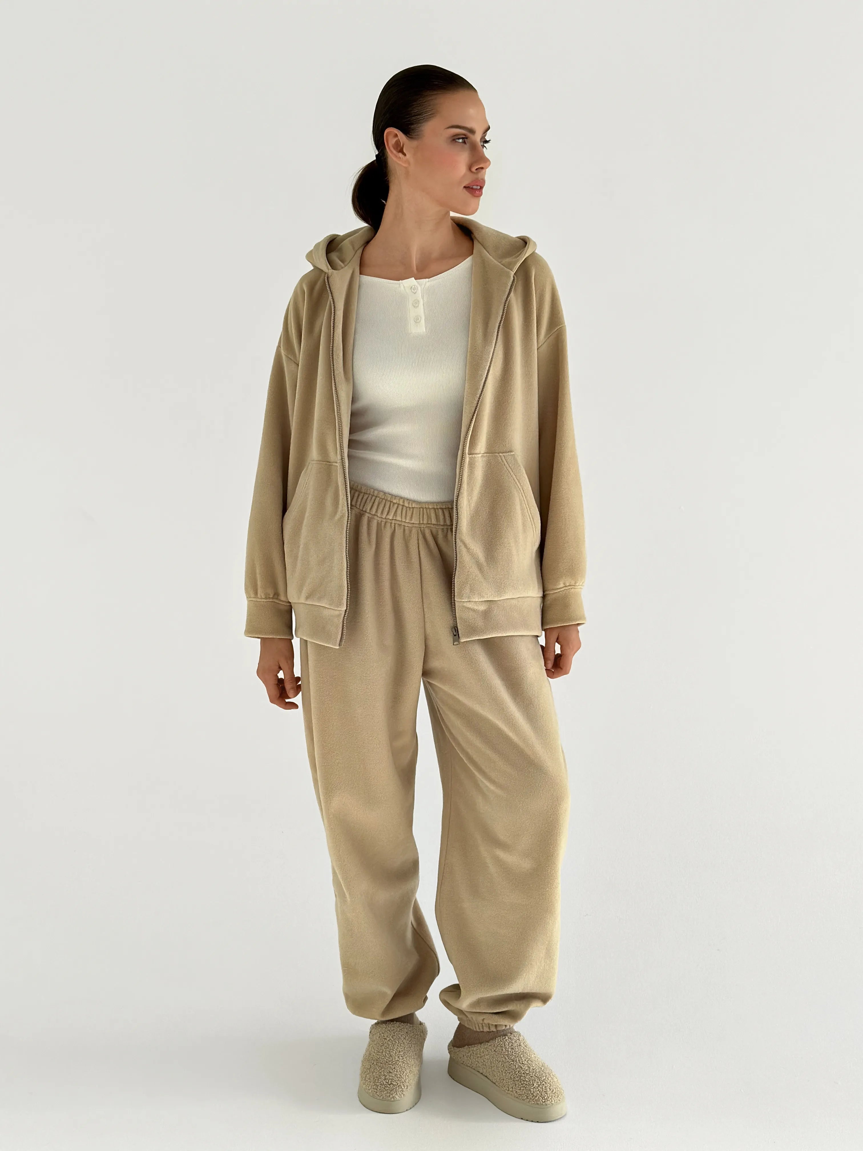 Suit Jacket and Pants (plain) polar fleece beige