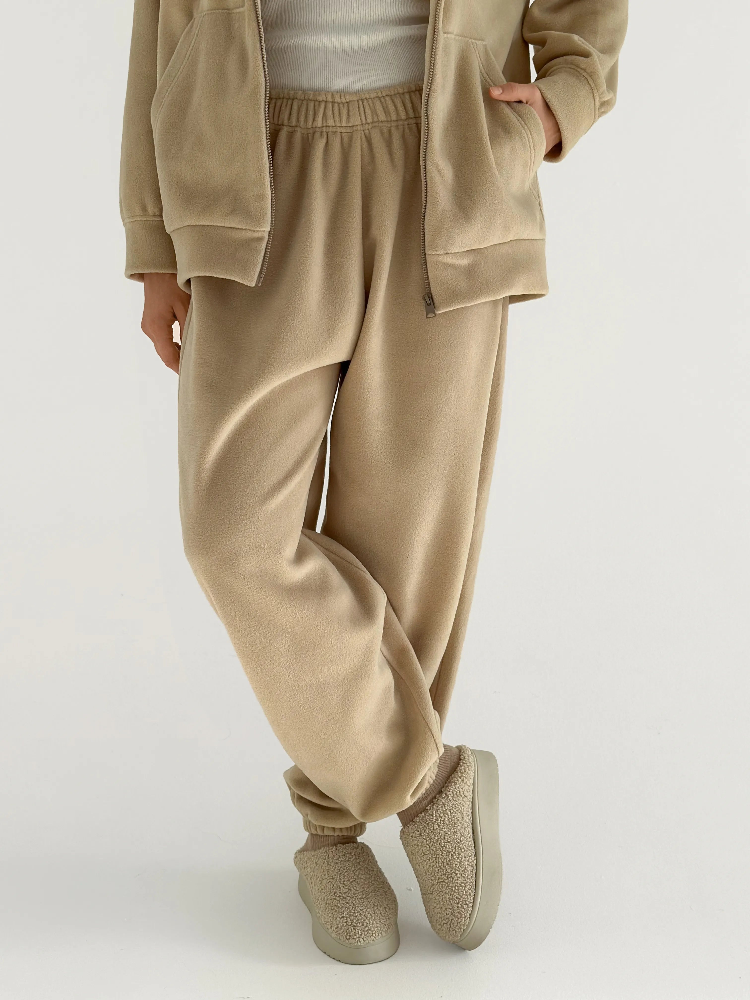 Suit Jacket and Pants (plain) polar fleece beige