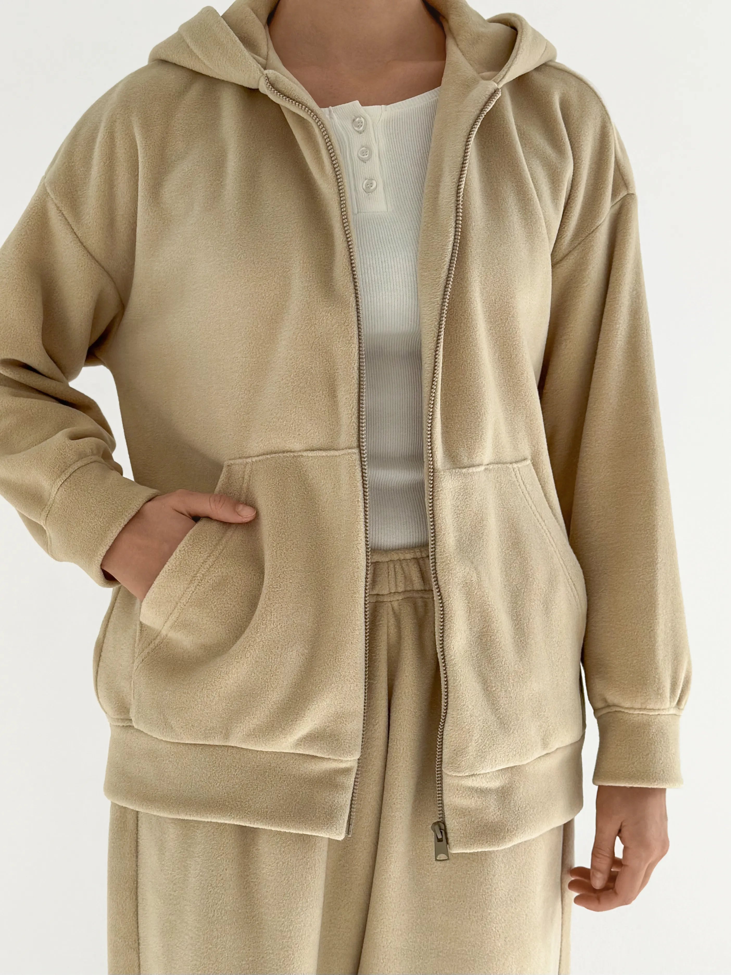 Suit Jacket and Pants (plain) polar fleece beige