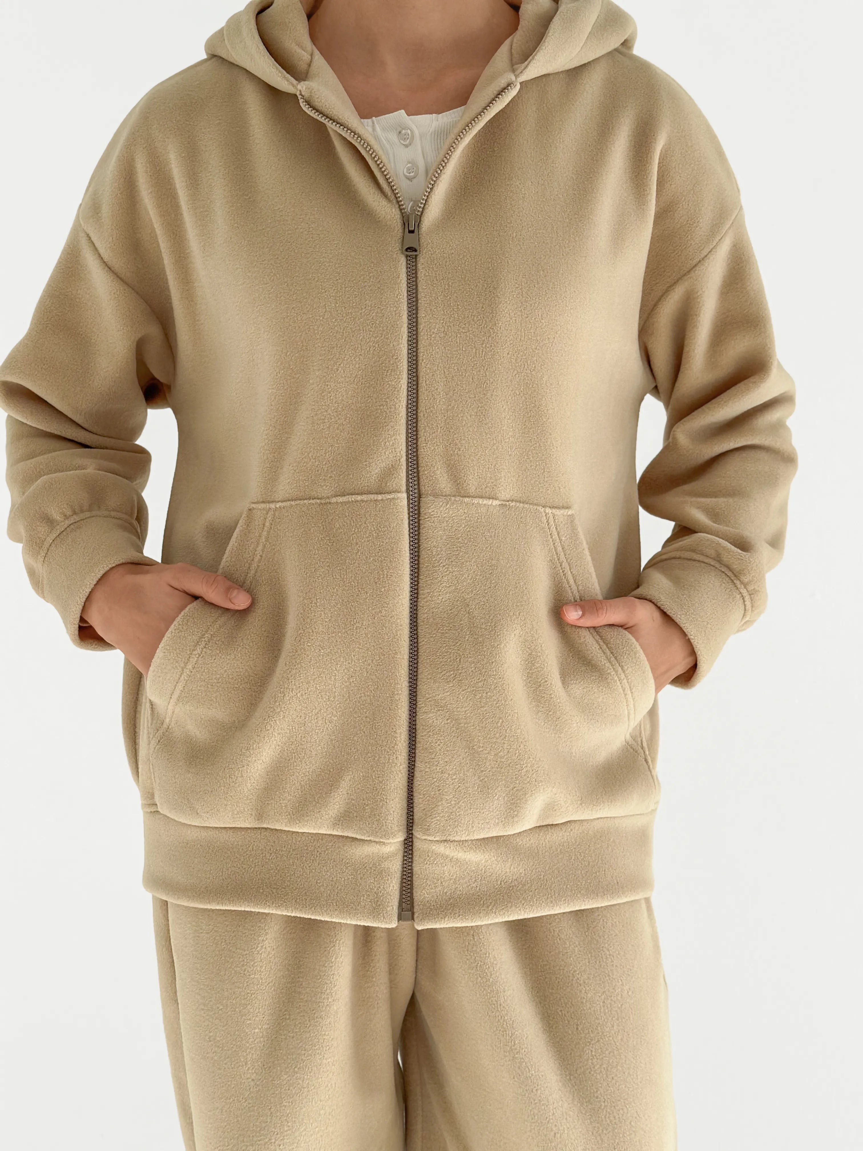 Suit Jacket and Pants (plain) polar fleece beige