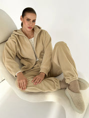 Suit Jacket and Pants (plain) polar fleece beige