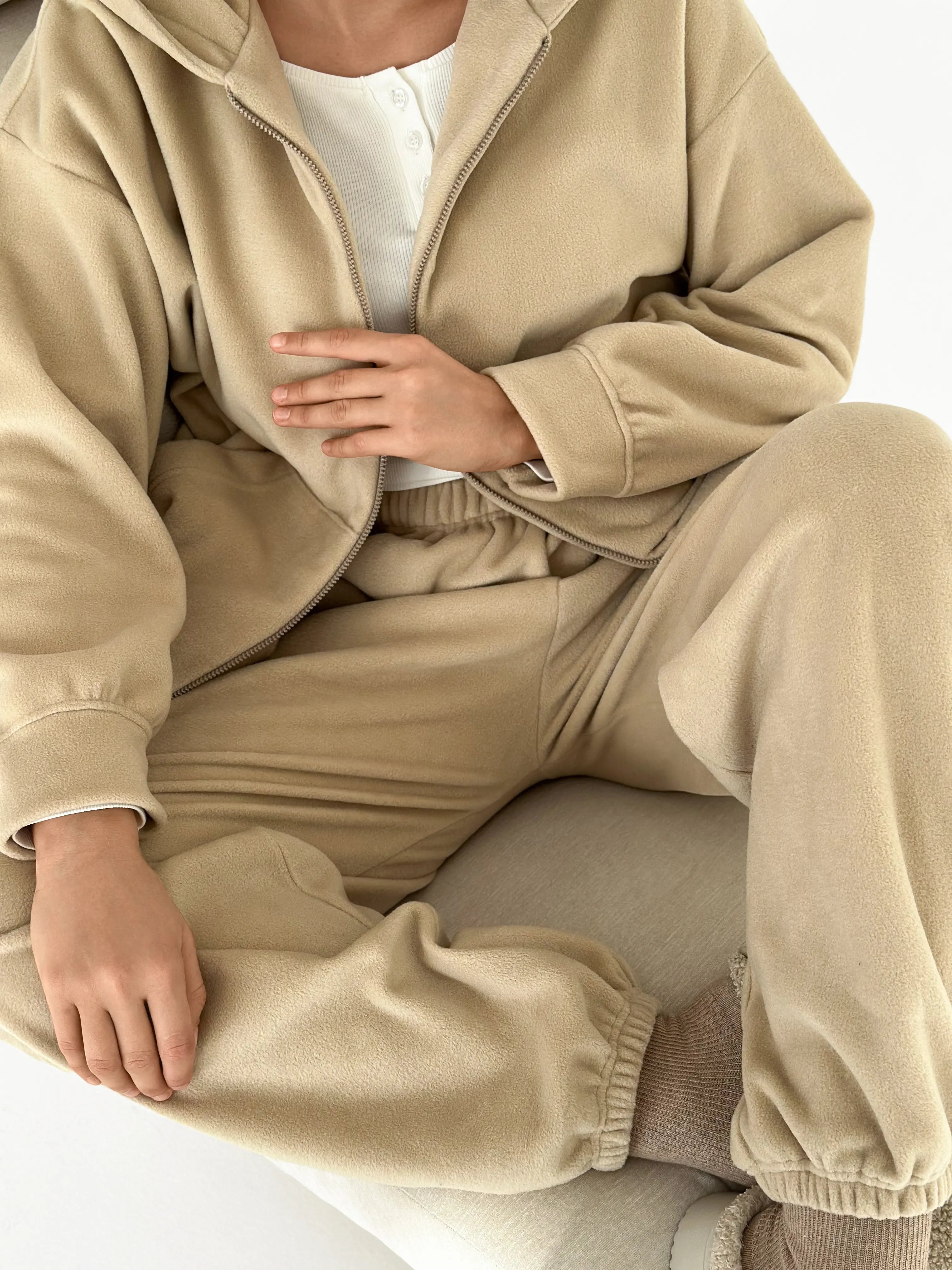 Suit Jacket and Pants (plain) polar fleece beige
