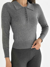 Sweater with collar knitwear gray